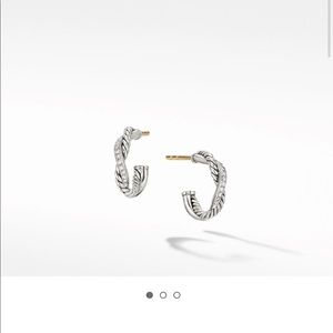 Never used David Yurman small hoop earrings with diamonds